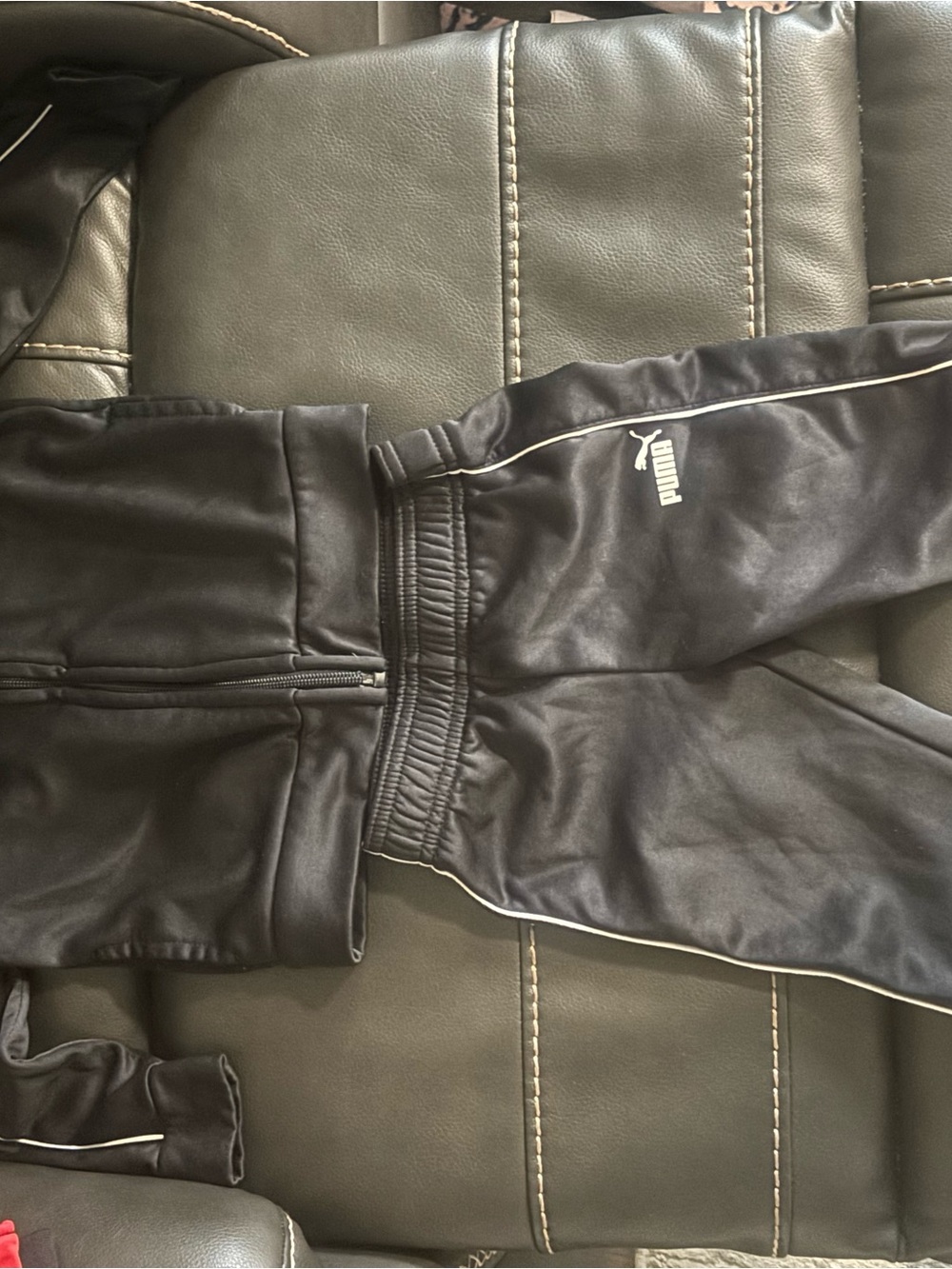 Puma Kids Black Track Jacket and Pants Set with White Piping